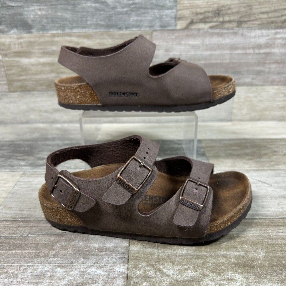 Birkenstock Brown Kids Three-Strap Sandals